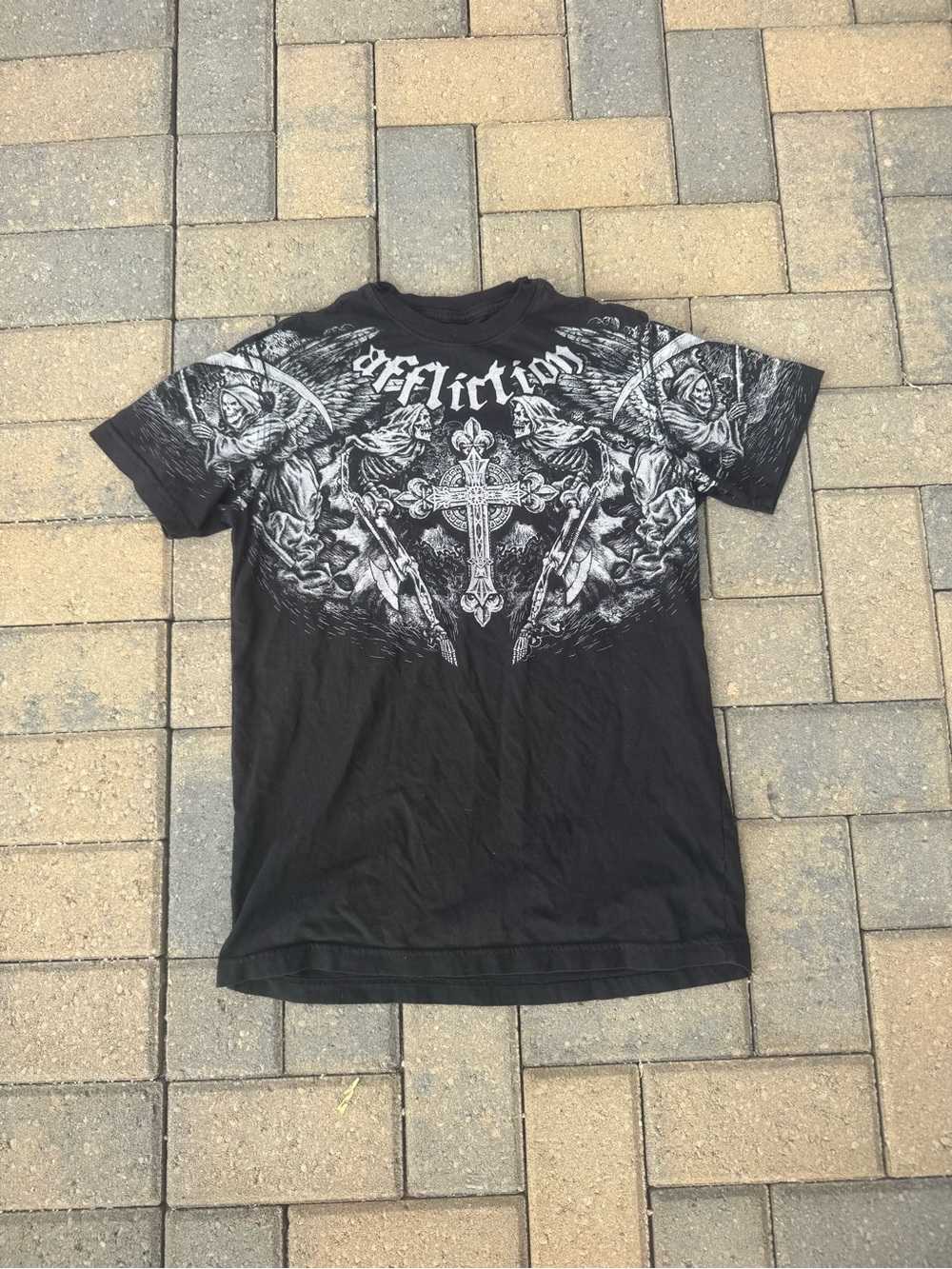 Affliction Black Short-Sleeve Graphic Cross & Angel Tee